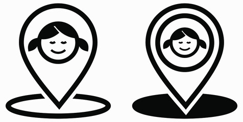 Obraz premium Gir location icon. Geotag the child. Tracking children. Vector graphics.