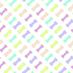 Bones. Multicolored seamless pattern. For pets, for dogs. Children's print.
