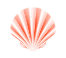 Fototapeta premium Seashell, marine bivalve mollusk, scallop, sea clam. 3d realistic vector illustration, isolated on white background.