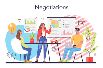 Business negotiations concept. Business meeting and correspondence.