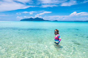 Kids playing on beach. Children play at sea.