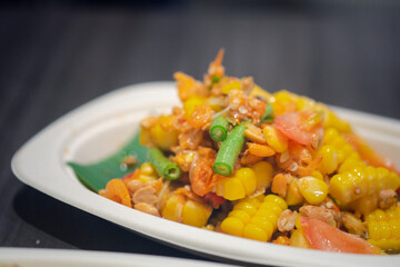 Corn salad food thai menu spicy salad fruit and vegetables