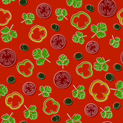 Vector seamless pattern of fresh vegetables and parsley