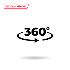360 degrees view icon vector. Angle 360 degrees sign