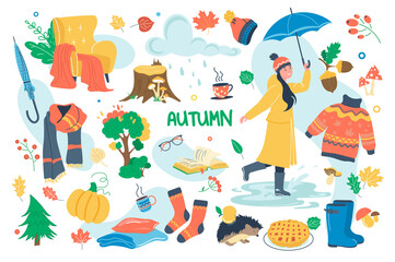 Naklejka premium Autumn concept isolated elements set
