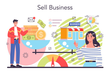 Obraz na płótnie Canvas Selling business. B2B or business to business deal. Selling agreement