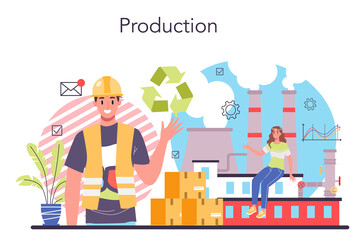 Production process concept. Entrepreneurship organization. Idea of business