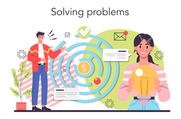 Solution concept illustration. Solving the problem and finding