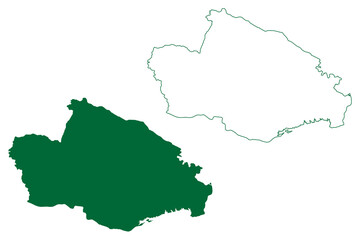 Obraz premium Dhanbad district (Jharkhand State, Republic of India, North Chotanagpur division) map vector illustration, scribble sketch Dhanbad map