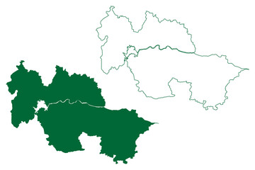 Fototapeta premium Bokaro district (Jharkhand State, Republic of India, North Chotanagpur division) map vector illustration, scribble sketch Bokaro map