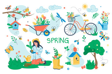 Obraz premium Spring concept isolated elements set