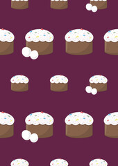 A postcard with an Easter cake. Cute Easter cake. templates for postcards, social networks, and posters. Illustration, poster with a funny Easter cake.Seamless texture. pattern. background.