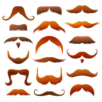 Mustache icons, gentlemen and hipster, ginger red