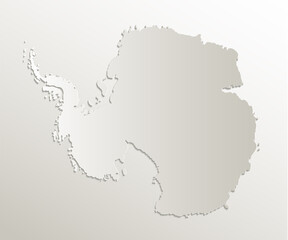 Antarctica map card paper 3D natural blank