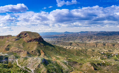 View from Cabrera towards, Cortijo Grande, near Mojacar, Almeria, Andalusia, Spain