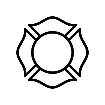 Firefighter Maltese Cross line icon. Clipart image isolated on white background