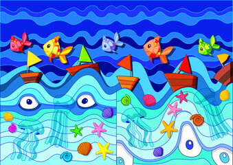sea life and animal design pattern background illustration vector