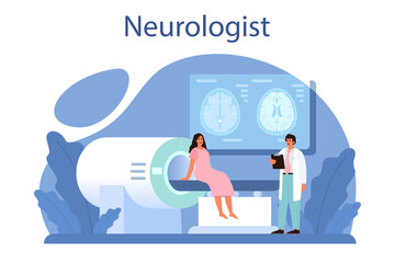 Neurologist concept. Doctor examine human brain. Idea of doctor caring