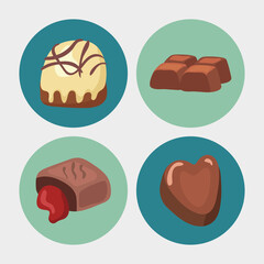four chocolates candies
