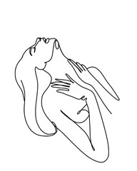 Abstract continuous line drawing. A sensual girl illustration. Trendy one line style. Minimal concept.