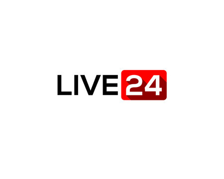 live 24 hours icon logo for streaming flash news