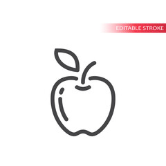 Apple line vector icon. Outline, editable stroke.
