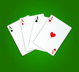 Ace card suit set, playing cards symbols. Card suit icon sign vector illustration.