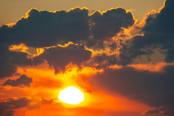 brightly contrasting cloudy sky at sunset