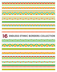 Collection of endless Mexican style festive ornamental borders useful for pattern brushes.
