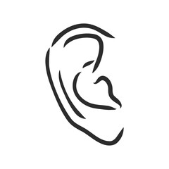 Drawing human ear ear vector sketch on a white background