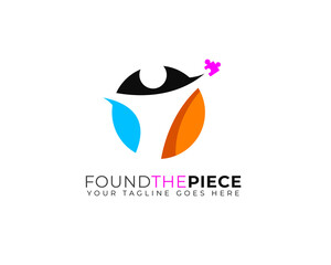 human figure try to touch or found the piece of puzzle 