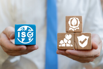 Concept of ISO 14001. ISO 14001 Certified Standard Integrated Environmental Management System.