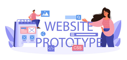 Website prototype typographic header. Web page modeling