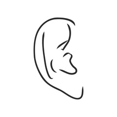 Drawing human ear ear vector sketch on a white background