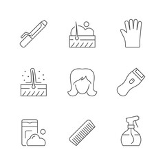 Set line icons of hair