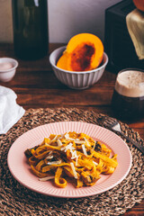 Pumpkin Pasta with Mushrooms