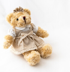 Sitting Female Brown Bear Doll with Dress