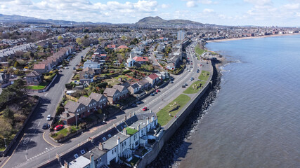 Musselburgh beach, Scotland aerial view