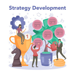 Commercial director concept. Sales manager developing business plan