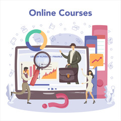 Financial consultant online service or platform. Business character