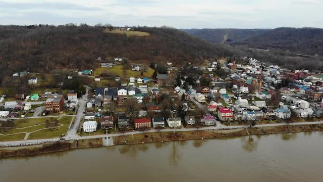 Ripley Ohio, on the Ohio river- aerial drone footage.