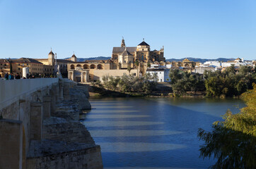 Fototapeta na wymiar View on Cordoba and Guadalquivir from San Rafael Bridge, Andalusia, Spain