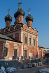Fototapeta na wymiar Bogolyubskaya church - part of historical and cultural complex Vysoko-Petrovsky Monastery, architectural monuments