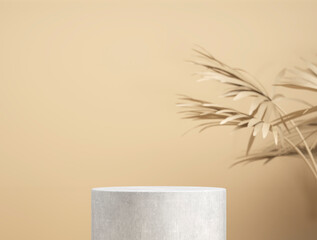 abstract template as presentation stage with leaf in front of background - 3D Illustration