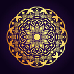 Gold Color Mandala Background Design Template