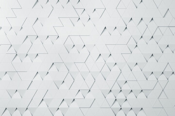 White triangular particles background abstract design. Wallpaper concept, 3d rendering