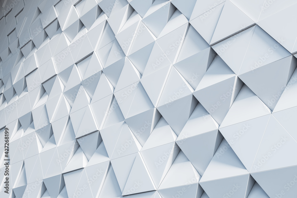 Aufkleber stylish backdrop with futuristic design white geometrical volumetric figures. 3d rendering, mockup