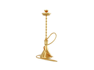 Golden hookah isolated on a white background. 3d render