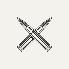 bullet ammo vintage logo template vector illustration design. classic retro ammunition, hunting, military icon logo concept