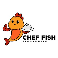 fish character logo design cartoon vector 